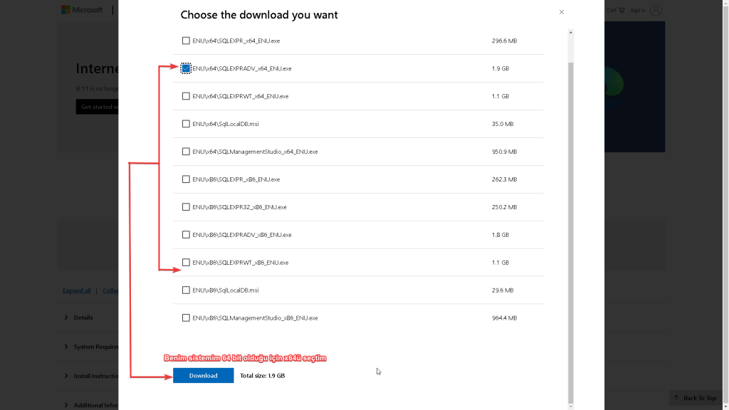 Adım 3 - Versiyon Seçimi